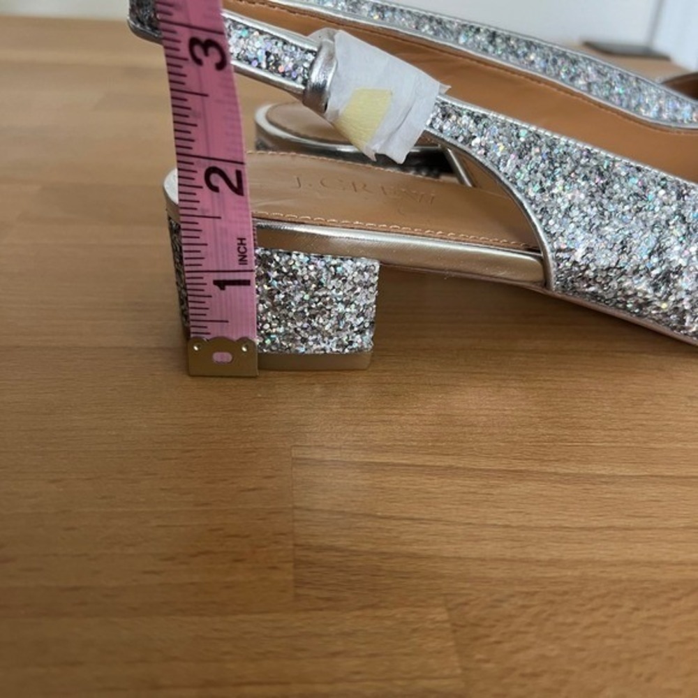 J. Crew Silver Glitter Multicolor Sling Back Pointed Party Toe Heels Shoes‎ - Picture 7 of 7